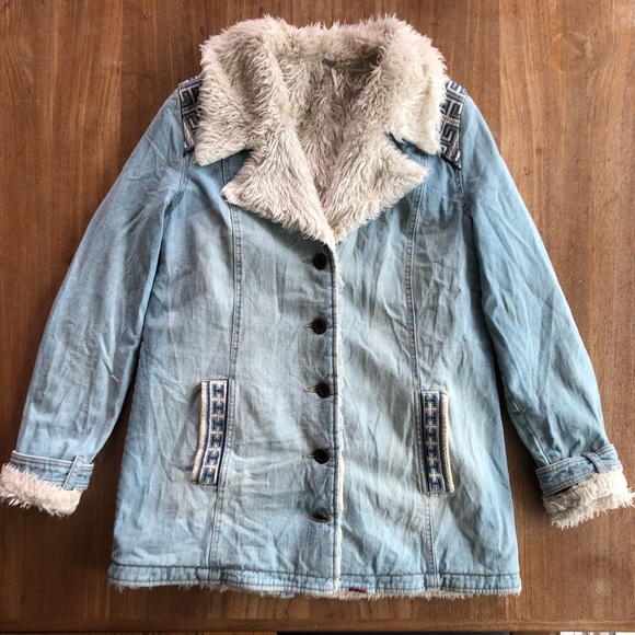 Free People Embroidered Denim Jacket 